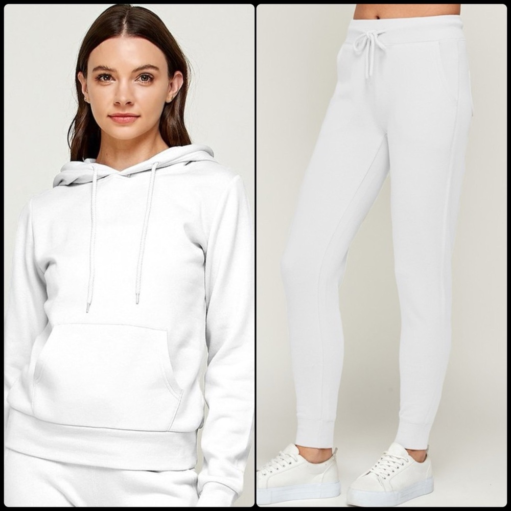 White Fleece Pullover Sweatsuit